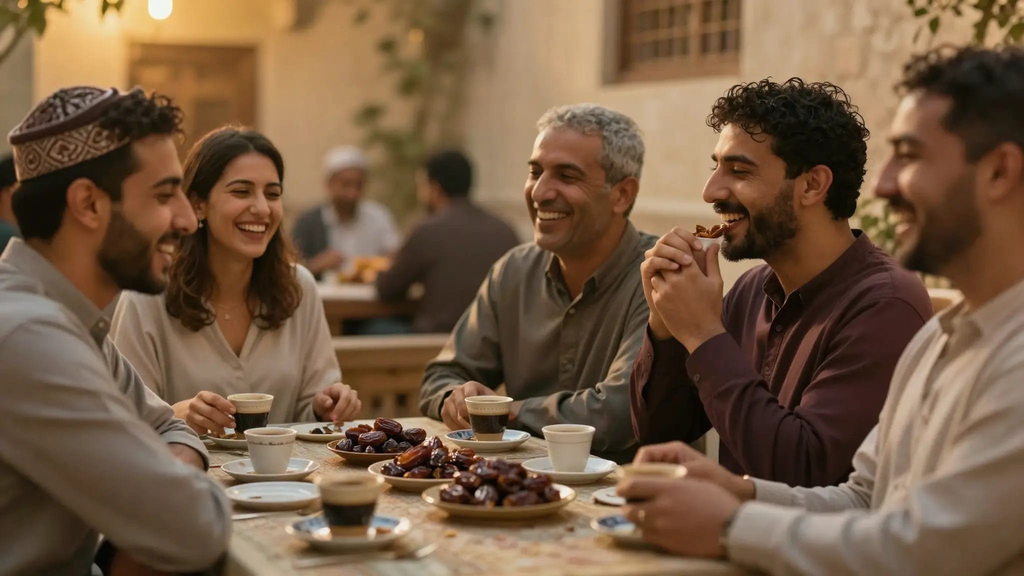 مجلس عربي دافئ تجمعه لحظة ضحك وفكاهة حول النكت والطرائف